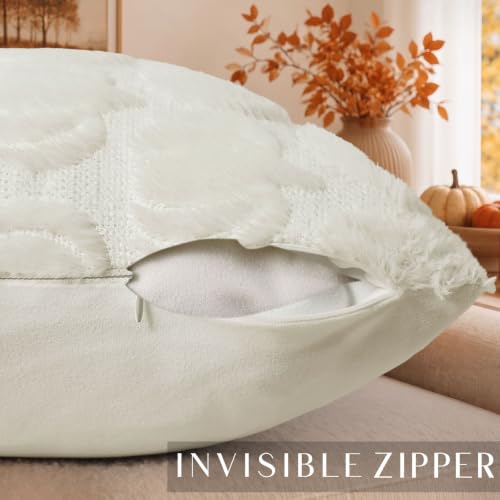 Cream White Pumpkin Throw Pillow Covers 20x20 Set of 2 - Fall Decor