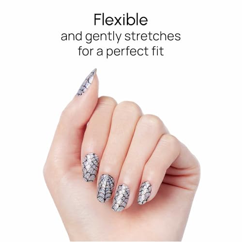 Color Street Widow's Glow Nail Polish Strips - 16 Double-Ended Glitter & Web Design