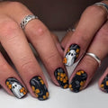Halloween Press On Nails Medium Square Matte Black 24P - Black-9