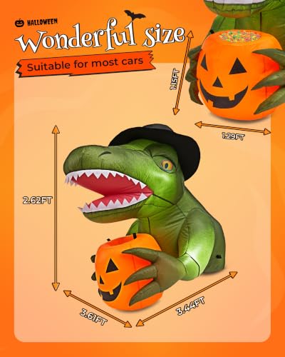 Green Trunk or Treat Car Decorations Kit with 4 LEDs - Halloween Inflatable for Vehicle