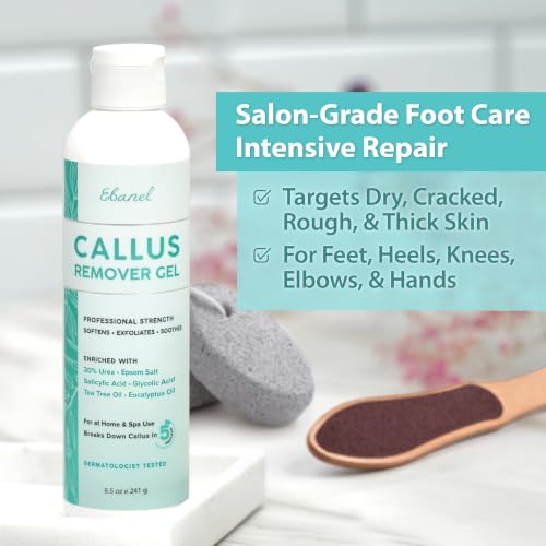 Ebanel Salon-Grade Callus Remover Gel with 20% Urea, 8.5 oz Pedicure Peel - Pack of 1