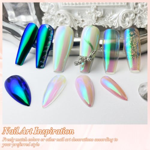 FNNZ Unicorn Chrome Nail Powder - Ocean Glimmer Mermaid Aurora Mirror Effect