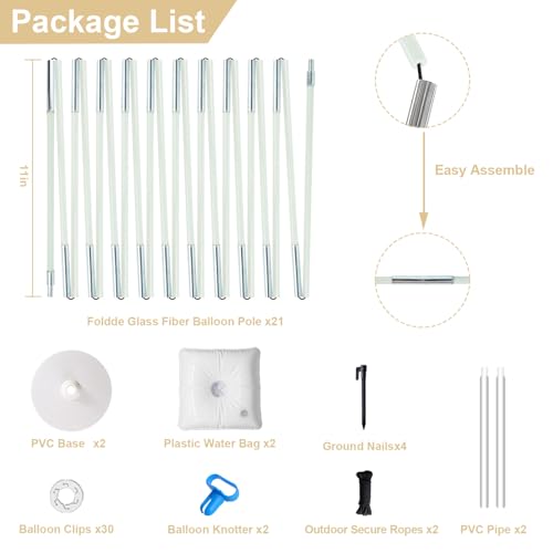 White Balloon Arch Kit 7.4ft Stand Frame with Base for Weddings & Parties