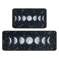 Moon Phase Kitchen Rugs Set 2 Pieces Black Non-Skid Mat & Runner - Variation Moon-2
