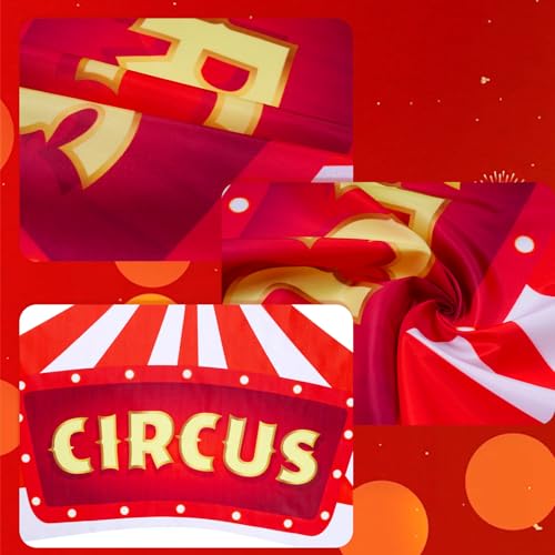 Carnival Party Decorations Set with Circus Tent Awning and Red White Banners