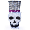 Rattan Skull Lighted Outdoor Halloween Decoration - 36" Haunted LED Skull with Top Hat