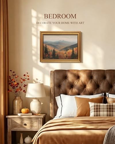 Autumn Forest Wall Art - Gold Framed Fall Landscape Prints 12x16 Inch - Highlands Variation