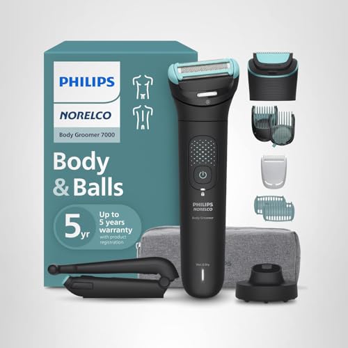 Philips Norelco Body Groomer 7000 Series, Waterproof Men's Full Body Groomer with Travel Case, Triple Protect Shave System & Body Hair Trimmer with Contour-Following 2D Flexing Head, BG7490/50