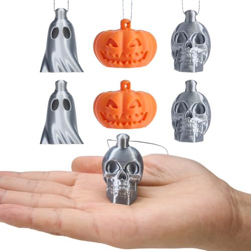 6-Pack Halloween Ghost Ornaments Set - Plastic Mini Decorations with Pumpkins Skulls for Haunted House & Holiday Decor