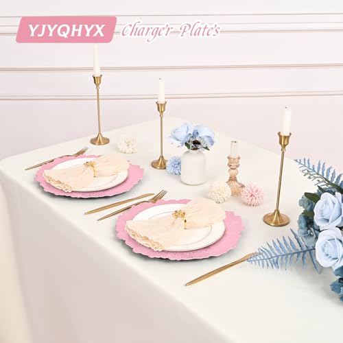Pink Plastic Charger Plates Set of 24 - 13 Inch Reef Design for Weddings & Events - Variation of THIS Listing