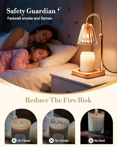 Amber Candle Warmer Lamp with Timer & Adjustable Height - No Flame, Scent Diffusion