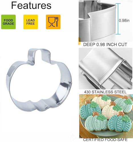 Pumpkin Cookie Cutters Set - Fall Harvest Halloween Thanksgiving, 3 Pieces - Pumpkin1