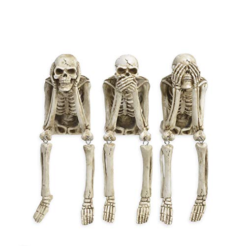 Newman House Studio No Evil Skeleton Halloween Decorations Indoor - 3 Pack