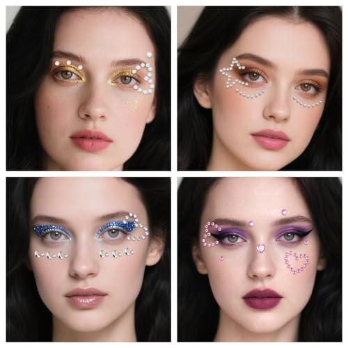 Self-Adhesive Face Gems Set with Tweezers for Makeup & Body Decoration
