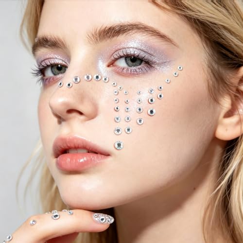 Self Adhesive Face Gems Tattoo Stickers 648pcs Clear Rhinestones for Makeup & DIY