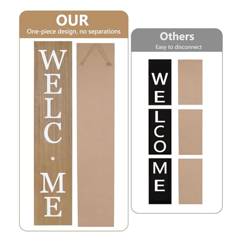 Wood Interchangeable Welcome Sign for Porch - 45x9 Inches with 12 Holiday Icons
