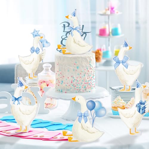 Blue Silly Goose Birthday Party Decorations - 6 Wooden Table Centerpieces for 1st Birthday