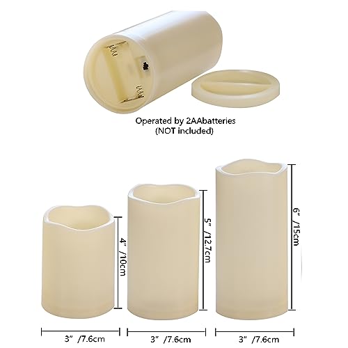Halloween Outdoor Flameless LED Candles Set of 6 - Ivory, 3 Sizes with Remote Timer