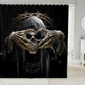 Retro Skeleton Shower Curtain Set Gothic Spooky Bone Bathroom Decor 72x72 with Hooks Black