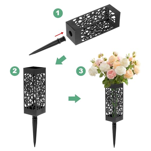 Cemetery Vase with Spike - Durable Plastic Flower Holder for Gravesite & Memorials