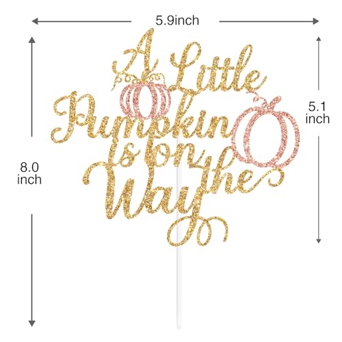 A Little Pumpkin Is On The Way Cake Topper - Fall Baby Shower Decor - Style-3