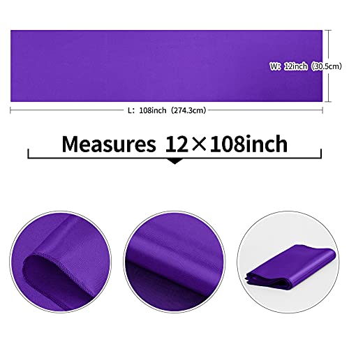 12x108 Inch Purple Satin Table Runner 4PCS - Wedding & Party Decor