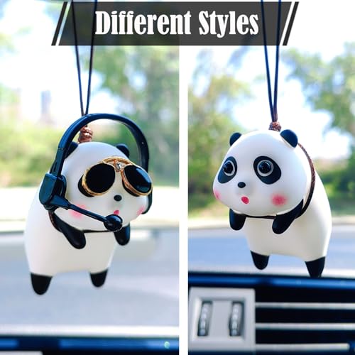 DJ Panda Rearview Mirror Hanging Ornament - Cute Panda Car Decoration, Car Accessory, Interior Decor