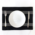 Black Velvet Placemats Set of 4 - Minimalist Diamond Stripe Elegant Dining & Decor