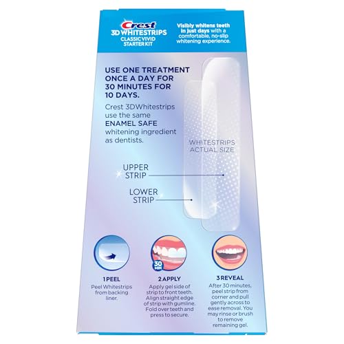 Crest 3D Whitestrips, Classic Vivid, Teeth Whitening Strip Kit, 20 Strips (10 Count Pack)