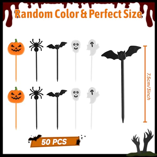 Halloween Cocktail Picks - 50 Pcs Food Skewers for Drinks & Snacks