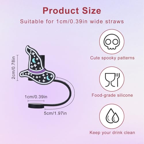 Silicone Straw Cover Caps for Stanley 30 & 40 oz Tumblers - Halloween & Gift Set