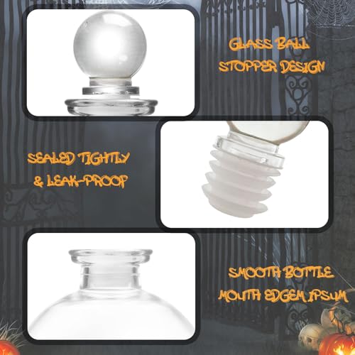 2 Pack Spherical Glass Bottles with Stopper - Decorative Clear Containers for Liquids & Crafts - 8.5oz Variation 2