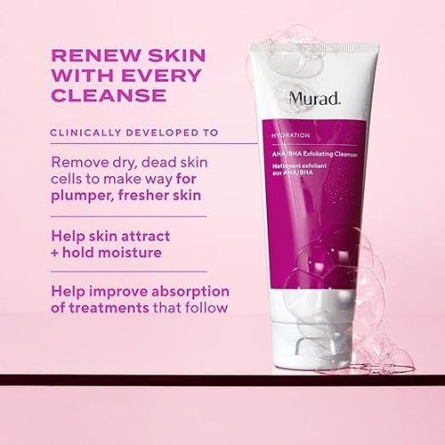 Murad AHA/BHA Exfoliating Cleanser - Triple-Action Exfoliator with Salicylic, Lactic & Glycolic Acids - Creamy Face Wash for Smoother Skin