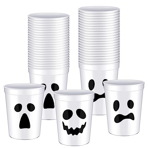 Halloween Ghost Disposable Plastic Cups 16oz - 48 Pack for Parties