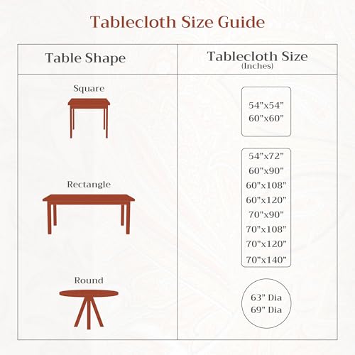 Ispahan Square Table Cloth - 54x54 Inch 100% Cotton Reusable Holiday Decor