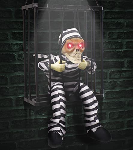Animated Halloween Skull Prisoner with Infrared Sensor - Spooky Haunted House Decor