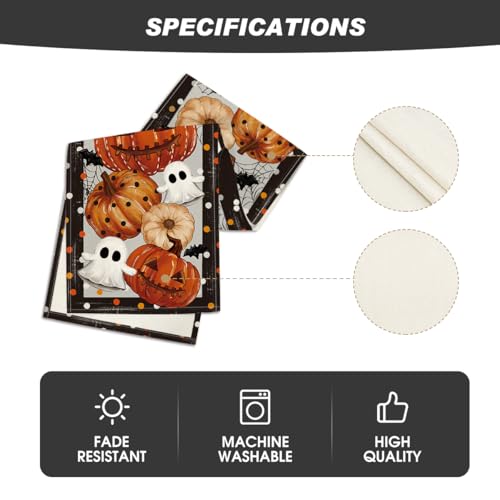 Halloween Table Runner 13x108 Inch Black Beige Durable Polyester Party Decor