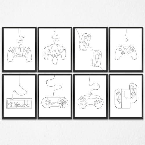 8 Pcs Gaming Wall Art Prints - Boys Room Decor Posters for Game Room & Office