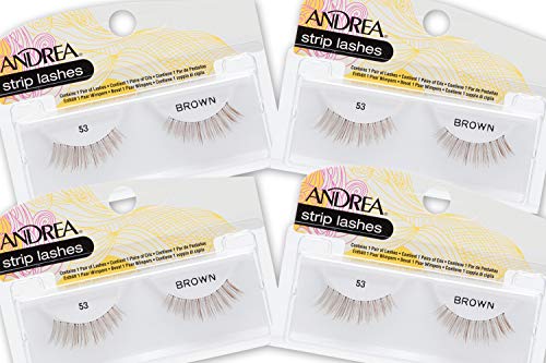 Andrea False Lashes Style 53 Brow Pack of 4 - Natural-Looking Reusable Strip Eyelashes