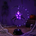 Halloween Night Light - Black Spider LED Table Lamp with Battery Operated Iron Decor