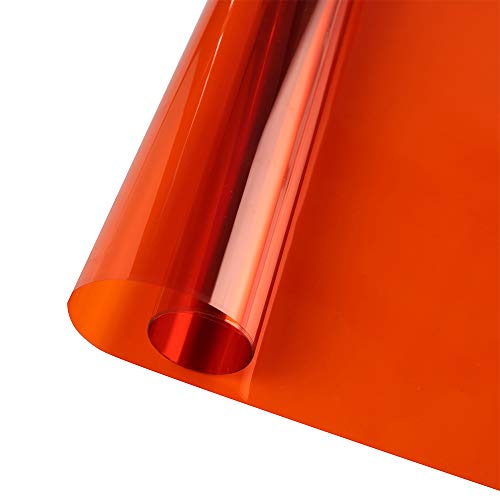 Halloween Transparent Window Film - Orange Sun Blocking Vinyl for Home & School Decoration - 35.4In x 10Ft
