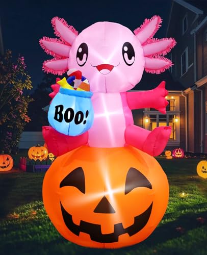Outdoor Halloween Inflatable Axolotl Pumpkin with LED Lights - 5.2FT Yard Decor - Variation of THIS Listing