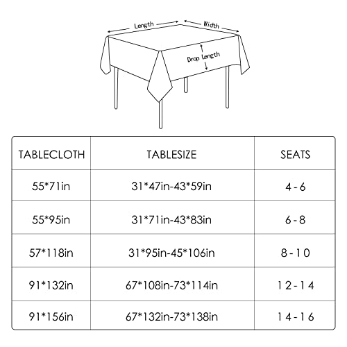 Waterproof Rectangle Table Cloth 55x95 inches Black - Faux Linen Look