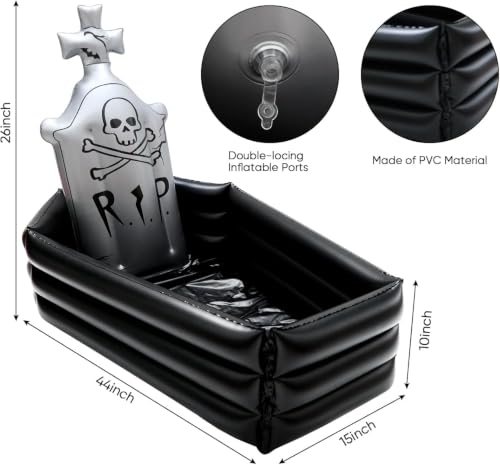 Halloween Inflatable Tombstone Cooler - 44 Inch Party Drink & Candy Holder - Spooky Graveyard Decor