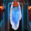 Sound Activated Halloween Hanging Ghost with Pumpkin - 43 Inch Spooky Animatronic Decor