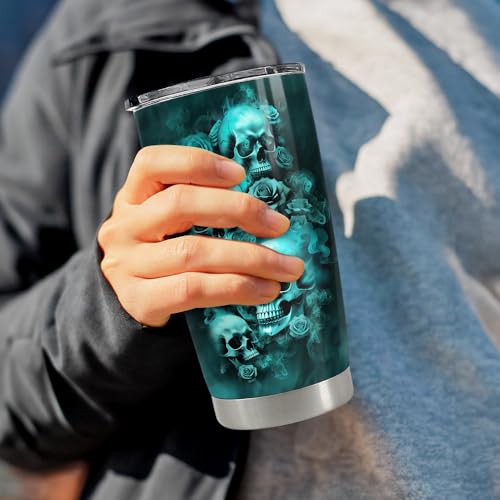 Skull 20oz Stainless Steel Insulated Travel Mug Cup – Goth Gothic Gift Variation