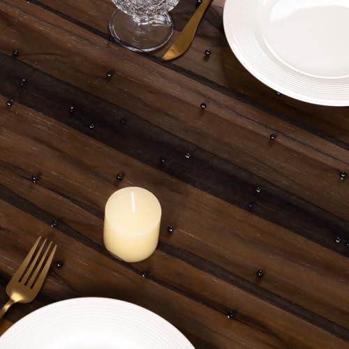 Black Pearl Table Runner 3 Pack 10FT Fall Tulle Gauze Boho Linen - Santaben