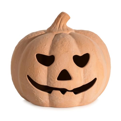 NUPTIO Handmade Terracotta Pumpkin Lantern - Medium 9.8" H Fall Halloween Decor
