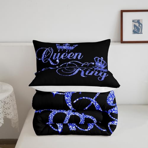 Queen King Comforter Set Multi 03 Bedding All Season – King Size, His & Hers, Romantic Decor