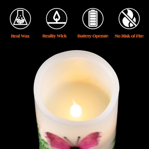 Flameless Pink Butterfly Candle with Remote Control - Battery Operated LED Light, Flickering & Timer, 3x6 Inches